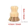 Handheld Wooden Brush Round Handle Pot Brushes Sisal Palm Dish Bowl Pan Cleaning Remove Kitchen Chores Rug Cleaning Tool TH1227