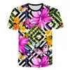 T-shirts Hommes Fleurs 3D Chemise Feuilles Vertes Sexy Floral Famale T-shirt À Manches Courtes Casual Camisa Masculina Unisexe Drôle Tee Homme