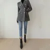 Cappotto da donna in lana a spina di pesce da donna in lana con motivo a spina di pesce, giacca da donna, lunghezza media, ispessimento, elegante, moda, autunno inverno, cappotto