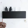 Bathroom Shelves Black Bathroom Organizer Shelf With Hooks Aluminum Kitchen Decoration Shelves On Wall Shower Storage Rack Wall Mount 231124