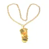 Kedjor minar unik design guldfärg metallisk huvudporträtt hänge halsband för kvinnor chunky o-kedja abstrakt ansiktshalsband gåva