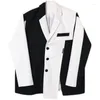 Costumes pour hommes 2023 Noir Blanc Splice Blazers Hommes Harajuku Streetwear Mode Costume Casual Veste Mâle Robe Coréenne Manteau Blazer Vêtements D'extérieur