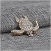 Pins Brooches Arrival Cute Little Sea Turtle Crystal Brooch Tortoise Pins Christmas Gift Jewelry Drop Delivery Dh6Ba