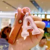 Leather Letter Keychain For Women Initial Capital English Letter Keyring Purse Bags Charms Car Key Chain Leather Rope Key Holder