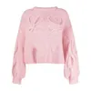 Высокие свитера, версия дизайнерского письма, женский полноценный темпераментный французский нишевый розовый свитер в стиле ретро, дневной, ленивый, свободный, верхняя одежда