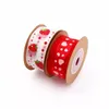 Sieradenzakken 25 mm 5m schattige stijl lint witte aardbei /rood hart polyester printen bruiloft geschenkverpakking