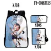 バックパックジェンシンインパクトeula qiqi 3pcs/set teens dusents boys boys girls schoolbag women mens cosplay防水性オックスフォードラップトップバッグ