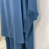 Etnik Giysiler Jilbab 2 Parça Set İpeksi Satin Dua Kıyafetleri Kadın İslam Khimar Hicab Abaya ve Etek Müslüman Kıyafetler Dubai Türk Ramazan Eid