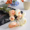 Decoratieve bloemen kunstmatige lange tak rozenboeket 4 hoofden thee rozen voor trouwhuisdecoratie nep planten diy krans accessoires