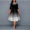 Sukienki swobodne seksowne kobiety gradient patchwork imprezowy sukienka wiosna lato O-Neck długi rękaw z wysokim talii huśtawka midi sukienki eleganckie damie vestidos 230425