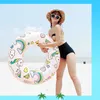 Bouée de sauvetage ROOXIN gonflable pour anneau de natation Tube d'anneau de bain épaissi pour enfants adultes flotteur cercle de natation piscine sable équipement de parc aquatique J230424