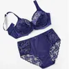 Conjuntos de sutiãs mulheres conjunto de roupa interior renda floral bordado sutiã calcinha sexy feminino ultra fino lingerie sólido preto 36 38 e