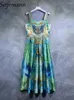 Casual Dresses Crystal Beading Print A-Line Green Strapless Slim Fit Ball Gown Long Dress Clothing