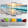Immagini di arte della parete Stampe HD su tela 5 pezzi Onde sulla spiaggia al tramonto Dipinti Paesaggi marini Poster Soggiorno Decorazioni per la casa unframework2781539