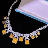 Chains Vintage Lab Topaz Diamond Necklace 14K White Gold Party Wedding Chocker For Women Bridal Engagement Jewelry Gift