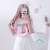 Damen-T-Shirts Harajuku Kawaii Pink White Shirt Tops Damen Sommer 2023 Korean Ulzzang Lolita Style Loose T-Shirt Schulmädchen Cute Clothes