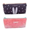School PU Leather Pencil Case Fruit Watermelon Pineapple Bag For Girls Stationery Kawaii Box Office Supplies