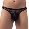 Tanga transparente masculina sexy ver através de roupa interior malha respirável calcinha de cintura baixa bulge bolsa t volta g string cuecas