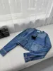 Women's Jackets designer luxury P 23 spring and summer new fashion cool do old wash short denim jacket+straight shorts suit BRZT