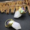 Pendanthalsband Natual Stone Gold Color Big Crystal Pillar Pendulum Amethysts Cluster Clear Quartz Necklace For Women Party