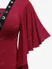 Women's T Shirts ROSEGAL Plus Size Gothic Grommet Lace-up Flounce Tops Red Vintage Asymmetrical Square Neck Fashion T-Shirts Women Summer