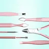 Nail Manicure Set 1815161312107 pcs Rose Gold Nail Clipper Set Stainless Steel Gradient Color Nail ScissorsTweezer Foot Hand Care Tools Kit 230425