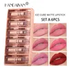 HANDAIYA Crystal Square Tube Lippenstift, kleiner Eiswürfel, mattes Lippenstift-Set, 6-teilig, Samt, langlebig, professionelles Tube-Lippen-Make-up