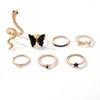 Pierścienie klastrowe luksusowe zestawy pierścieni motylowych Ins Trendy Snake Geometria Baby Alloy Metal Biżuteria Anillo 7pcs/Sets 22494