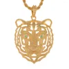 Pendant Necklaces 2023 Trendy Hollow OutTiger Head Personality Beast Zodiac Necklace Punk Style Gold Color Chain Jewelry Gift