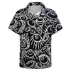 Camisas casuales para hombres Ojos blancos y negros Camisa de playa Visión ocupada Estética geométrica Hawaiana Novedad Blusas Patrón Top Plus Tamaño