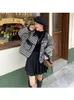 Women's Jackets Autumn Winter Vintage Women Short Jacket Fashion Leather Patchwork Houndstooth Loose Coat High Street Female Casual