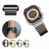 Skyddsfodral Cover TPU Electroplate Cases Fit rostfritt stål Rems kit Länk Bands Butterfly CLASP Bandkedjestrap för Apple Watch 3 4 5 6 7 8 Ultra 49 45 44 42mm