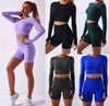 Abiti da yoga allenamento da donna Designer di alta qualità Moda sportiva lavorata a maglia senza cuciture top a maniche lunghe da donna tuta da palestra fitness Abbigliamento da esterno Esercizio all'aperto9571848