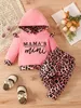 Familjsmatchande kläder 3 månader till år gamla Baby Girls Casual Leopard Print Fashion Clothing Letter Hoodie Pant Suit Autumn and Winter 231124