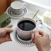 225 ml os chine tasse à thé créatif noir blanc géométrie en céramique tasses à café maison bureau décoration verres ensemble