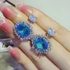 Boucles d'oreilles 2023 à la mode mer bleu couleur ovale pour les femmes anniversaire cadeau bijoux en gros E7655