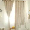 Voilages Ciel Étoilé Rideau Tulle Fenêtre Traitement Voile Drapé Valance Doubledeck rideaux pour salon 1 pcs 230424