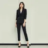 Damen Zweiteilige Hose Reine Farbe Anzug Damen Koreanisch Mode Temperament Lässig Professionelle Britische Wind Damen Anzüge Uniformen