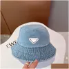 Wide Brim Hats Women Luxury Designer P Woman Washed And Aged Cowboy Bucket Hat 22Ss Autumn Casquette Man Drop Delivery Fashion Accesso Dh5Hn