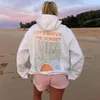 Hoodies femininos impressão solta montagem para mulheres outono inverno manga comprida bolso quente com capuz camisola roupas de moda feminina