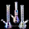 Unika glasbongs vattenrör vattenpipa bubbler regnbågsglasvatten bongs gren återvinnare dab rig 14mm skål