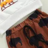 Kledingsets Babyjongens in baby's set brief afdrukken lange mouw sweatshirts tops en koe/cowboy hoed/vee hoofdbroek 2 stks