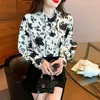Camicette da donna Camicie vintage in chiffon Stampe stile cinese O-Collo Abbigliamento donna MODA ampia Primavera/Estate Top YCMYUNYAN
