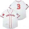 Moive 3 NEW YORK CUBANS Maillots de Baseball Film Boutonné Université Pur Coton Collège Respirant Rétro Cooperstown Cool Base Vintage Broderie Blanc Équipe Hommes