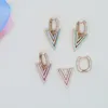 Boucles d'oreilles pendantes Micro pavé CZ géométrique Simple classique femmes bijoux Pastel coloré émail Triangle charme boucle d'oreille goutte