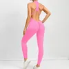 Active Set Sporty Jumpsuit Women Sportswear Lycra Workout Womens Push Up Gym Set Sport Outfit Fitness Overalls Zipper Pink Red