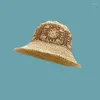 Wide Brim Hats In Korea Ins Handmade Crocheted Straw Sun Hat Fisherman Women Summer Shade Breathable With Large Brims