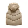 Damenwesten 2023 Große Tasche Candy Color Pufferweste Winter Mit Kapuze Warme Schneejacke Parka Lose Plus Größe 2XL Weste Ärmellos Lang