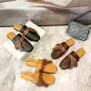 luxury Sliders walk fashion shoe Casual men Designer slide Mule Flat Genuine Leather sandale Tie Slipper Women shoes beach loafer vintage indoors Summer Sandal pool