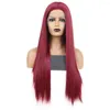 Бордовый длинный синтетик со средней частью шелковисто -прямой кружевной спереди для женщин ежедневно носить косплей волосы
